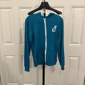 Paw Print Womens Teal Zip Up Hoodie Cat Lady Box MEDIUM